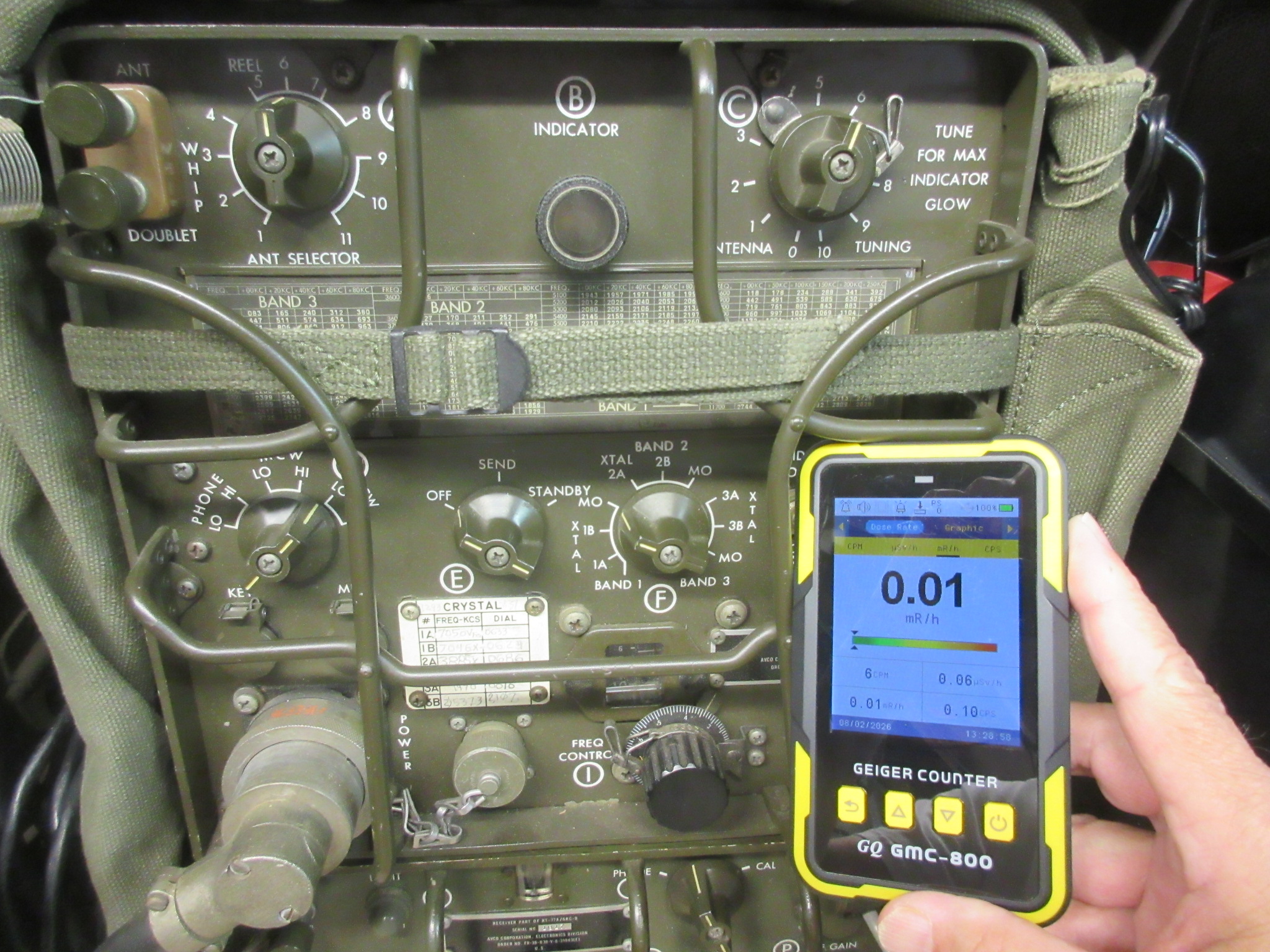 The panel paint on this GRC-9 shows no gamma radioactivity.